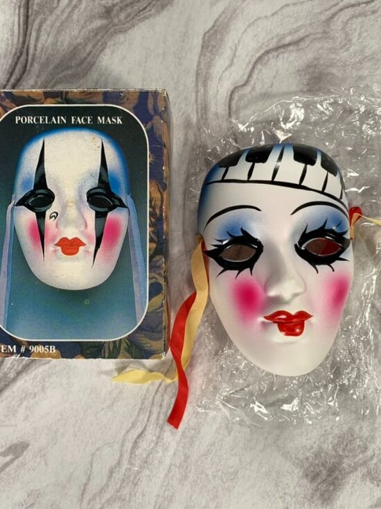 Other - Vintage 80s Painted Porcelain Artmask Face Mask Wall Hanging Decor, Theater